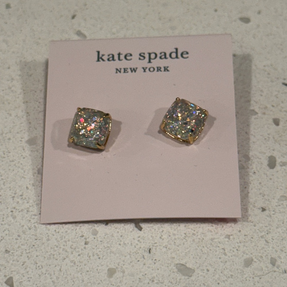 Kate Spade Gold and Clear Stud Earrings